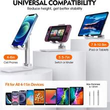 1入組可調節角度和高度的折疊式智能手機、電子書閱讀器和平板電腦支架 - 白色 - 查看 4