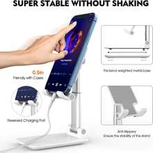 1入組可調節角度和高度的折疊式智能手機、電子書閱讀器和平板電腦支架 - 白色 - 查看 2