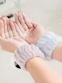 10入組手腕SPA洗臉毛巾，微纖維洗臉手腕帶，吸汗運動手腕帶，女士防止液體溢出的休閒款 - 彩色 - 查看 2