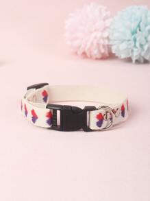 1pc Jacquard Soft Pet Collar With Heart Pattern, Suitable For Small Cats And Dogs (Not For Large Dogs)