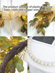 1pc Artificial Ficus Leaves & Bowknot Half Circle With Led Lights - Suitable For Wedding Arch, Floral Wall, Home, And Garden Decoration - Nhiều màu - Xem 4
