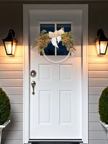 1pc Artificial Ficus Leaves & Bowknot Half Circle With Led Lights - Suitable For Wedding Arch, Floral Wall, Home, And Garden Decoration - Nhiều màu - Xem 2