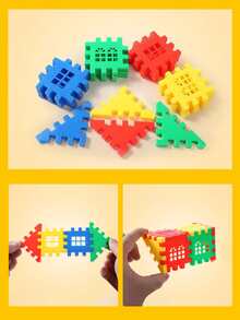50入組房子形狀建築模組拼圖益智玩具,隨機顏色