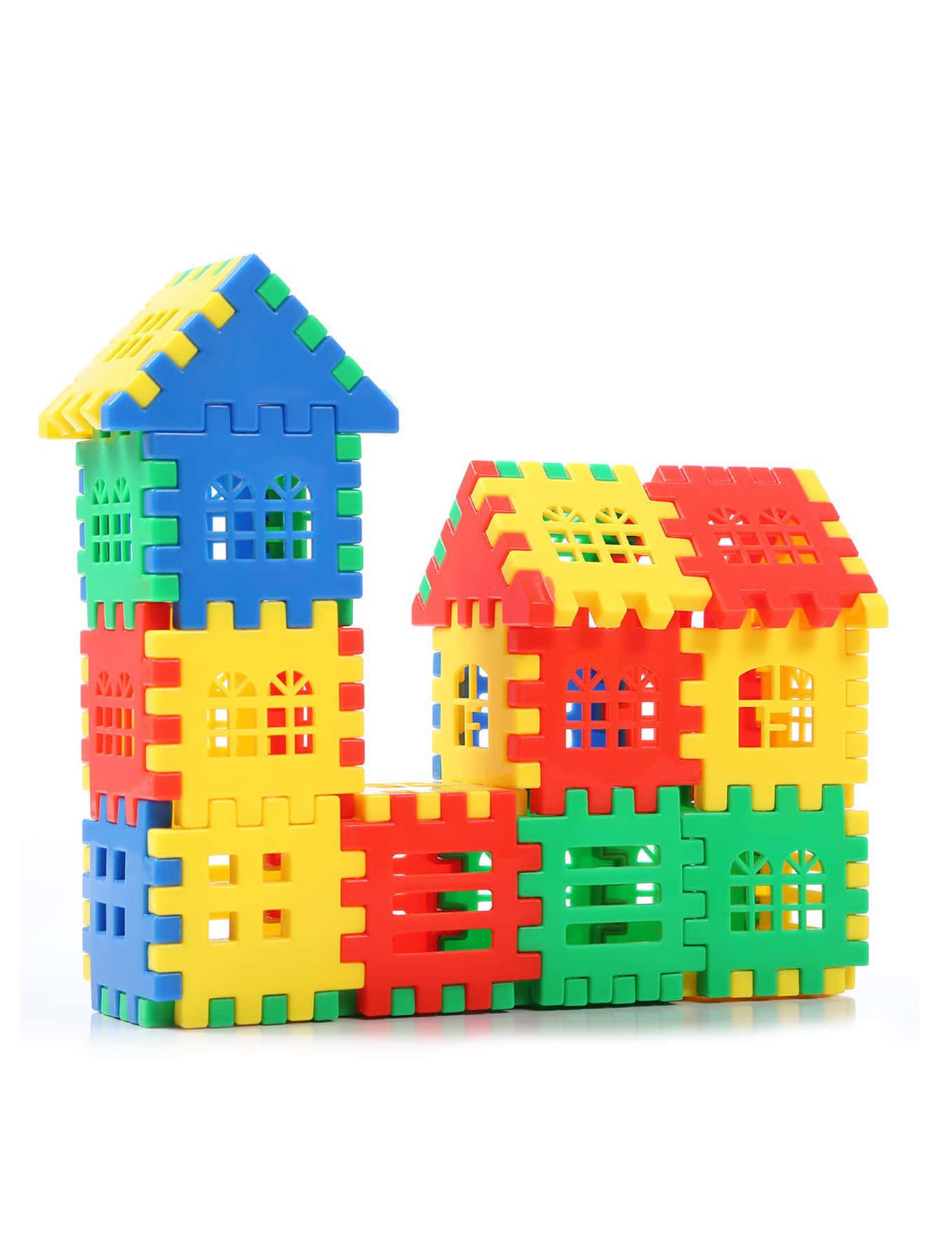 50入組房子形狀建築模組拼圖益智玩具,隨機顏色