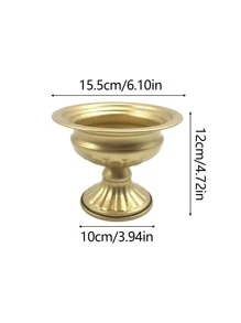 1pc European Retro Iron Flower Arranging Flower Vase Metal Flower Pot Home Hotel Table Flower Decoration Home Decor Room Decor Glass Vase - Gold - View 6