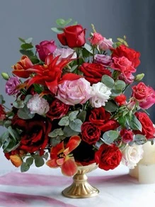 1pc European Retro Iron Flower Arranging Flower Vase Metal Flower Pot Home Hotel Table Flower Decoration Home Decor Room Decor Glass Vase - Gold - View 5