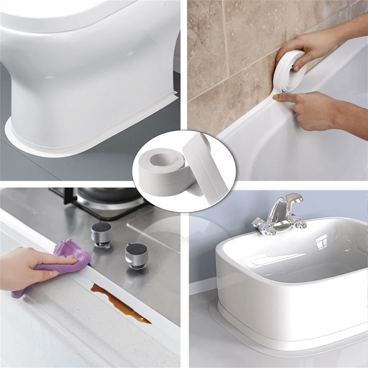 1 Pack Bath & Kitchen Caulk Tape Sealant Strip,PVC Self Adhesive Tub ...