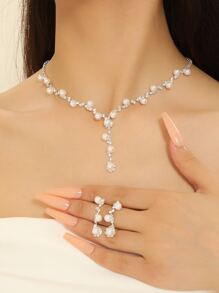 Set De Joyería Decorado Con Perlas Falsas