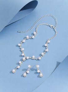 Set De Joyería Decorado Con Perlas Falsas
