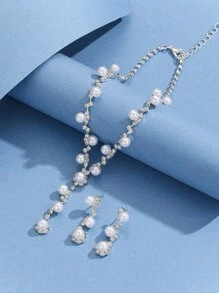 Set De Joyería Decorado Con Perlas Falsas