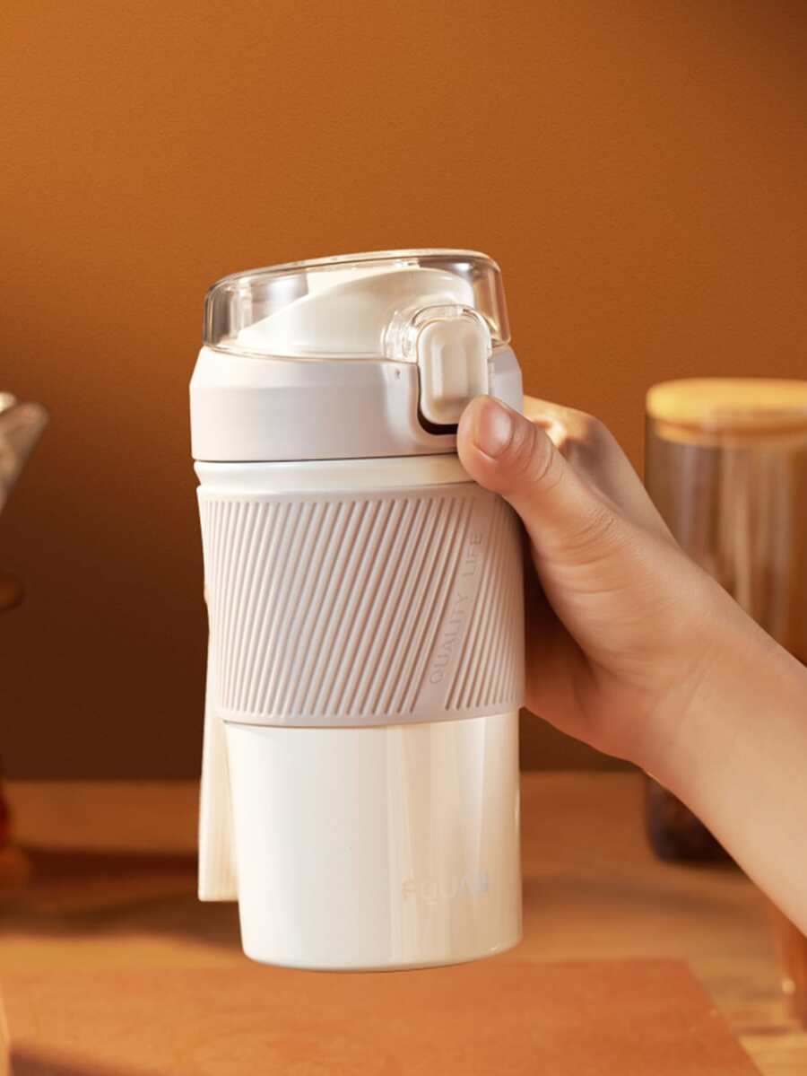 FQUAN 1pc Stainless Steel Portable Insulated Bottle - White - View 1