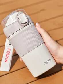FQUAN 1pc Stainless Steel Portable Insulated Bottle - White - View 3