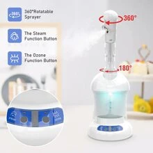 Facial Steamer - Ozone Steamer With Extendable Arm - Professional Nano Ionic Facial Steamer For Deep Cleaning - Portable For Personal Care Use At Home Or Salon Gift For Her/ Girlfriend/ Mother/ Lover - 白色 - 查看 4