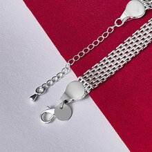 925 Sterling Silver Plated Weave Bracelet Chain For Women Wedding Engagement Party Fashion Jewelry - Silver - View 5
