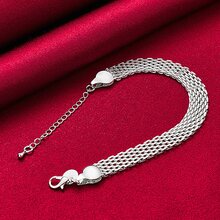 925 Sterling Silver Plated Weave Bracelet Chain For Women Wedding Engagement Party Fashion Jewelry - Silver - View 2