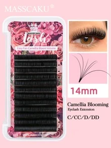 MASSCAKU 12 dòng Dễ Lông mi Đồng hồ tự động Dung tích Da chồn nhân táo Lông mi đơn  Dày Tự nhiên Quạt - màu đen - Xem 1