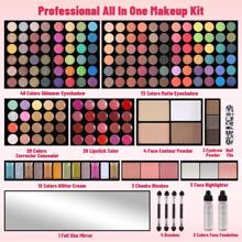Professional Makeup Gift Sets For Women - 185 Colors Makeup Palette Include Eyeshadows, Concealers, Lip Colors, Highlighters, Blushes, Face Contour Powder, Eyebrow Powder, Eyeliner Pencil, Mirror All In One Makeup Sets
