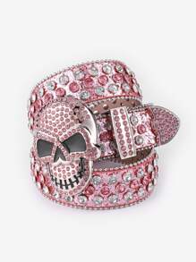 1 chiếc đai đầu hình đầu lâu màu hồng với đôi mắt đen và chi tiết phát sáng cho bữa tiệc theo phong cách Punk - Hồng - Xem 1