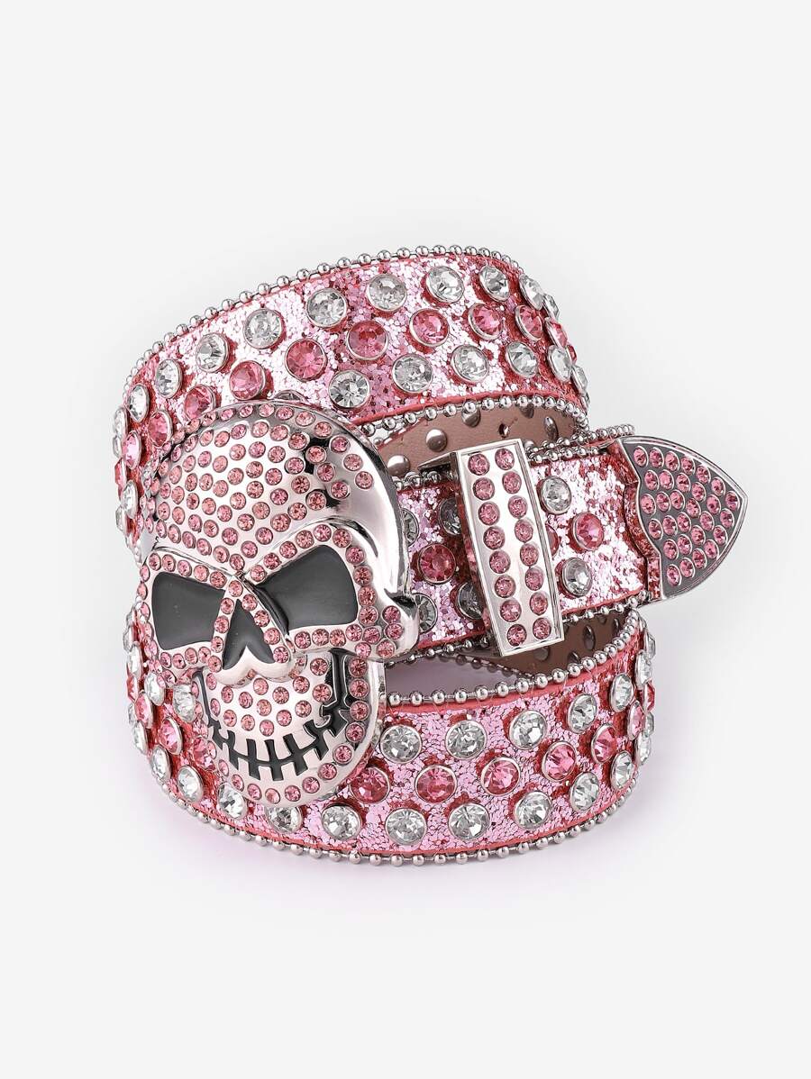 1 chiếc đai đầu hình đầu lâu màu hồng với đôi mắt đen và chi tiết phát sáng cho bữa tiệc theo phong cách Punk - Hồng - Xem 1