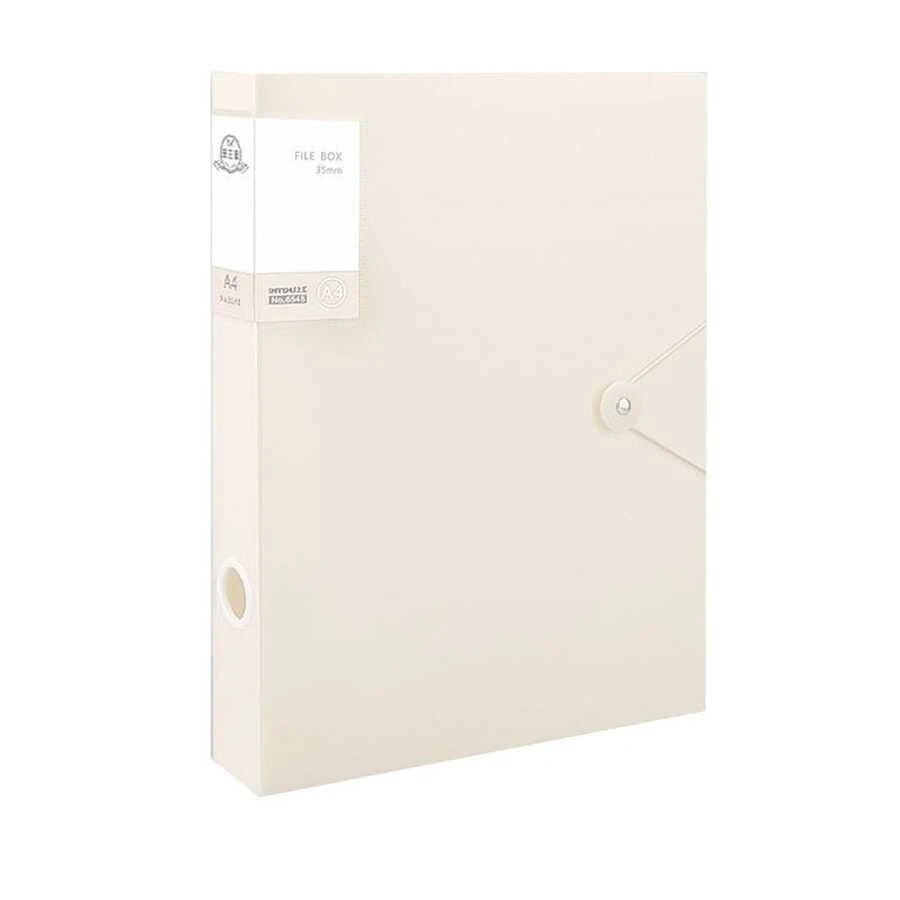 1pc A4 Size Pp Plastic Document Box For Office Use, High Capacity, Suitable For Organizing And Storage Of Documents - Khaki - View 1