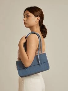 Women's New Square Flap Shoulder Bag - Blue - View 3