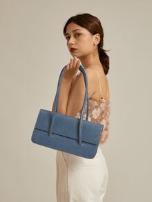 Women's New Square Flap Shoulder Bag - Blue - View 4