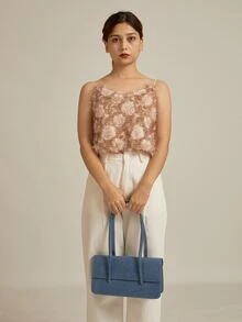 Women's New Square Flap Shoulder Bag - Blue - View 5