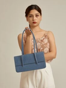 Women's New Square Flap Shoulder Bag - Blue - View 2