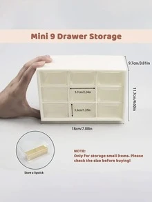1pc Mini Plastic Storage Drawer With 9 Drawers Organizer For Cosmetic Office Craft Supplies, Small Desktop Drawer Cabinet - White - View 8