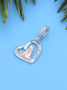 1入組925純銀女孩&寵物吊墜吊墜項鍊,生日禮物