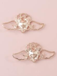 10 chiếc mặt dây chuyền hình trái tim rỗng phong cách Baroque, chất liệu hợp kim thích hợp làm hoa tai, vòng cổ, dây điện thoại, phụ kiện DIY cho nữ - Màu vàng - Xem 2