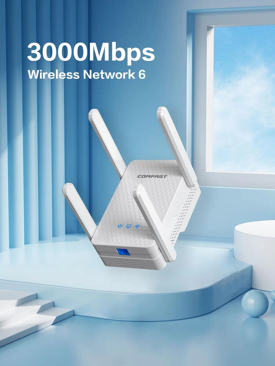 COMFAST CF-XR186 AX3000 3000Mbps ( 2.4G 和 5G ) WiFi6 無綫中繼器雙頻 2.4GHz 574Mbps 和 5GHz 2402Mbps 無綫路由器擴展器 802.11ax 全千兆辦公 - 白色 - 查看 1