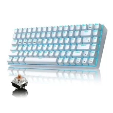Wireless Gaming Keyboard Mechanical Blue LED Backlit Bluetooth 5.0/Wireless 2.4G/Wired 84 Keys Mini Keyboard With Rechargeable 3000mAh Battery Brown Switches Type-C USB Receiver For Windows Gaming PC - White - View 1