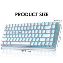 Wireless Gaming Keyboard Mechanical Blue LED Backlit Bluetooth 5.0/Wireless 2.4G/Wired 84 Keys Mini Keyboard With Rechargeable 3000mAh Battery Brown Switches Type-C USB Receiver For Windows Gaming PC - White - View 2
