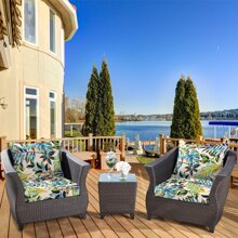 1入組熱帶雨林印花戶外藤椅通用彈性沙發墊套，四季皆宜 - 彩色 - 查看 6