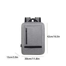 商務筆記型電腦背包，大容量多功能USB充電防水膜背包，男士休閒肩袋，適用於筆記本電腦袋，旅行背包，男士禮物，情人節禮物，公務包，父親節禮物，夏季大學包，父親學校背包 - 灰色 - 查看 3