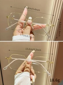 1 Cặp Kính thời trang đơn giản gọng kim loại Unisex hình đa giác thanh lịch, thích hợp cho công sở, học tập, đọc sách, tiệc tùng, nghỉ mát, chụp ảnh và các dịp khác, Phụ kiện kính bảo vệ mắt có độ nét cao - Vàng - Xem 4