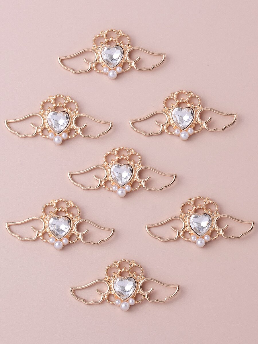 10 mặt dây chuyền hình trái tim rỗng phong cách Baroque, chất liệu hợp kim kẽm, thích hợp cho hoa tai, vòng cổ, dây điện thoại, đồ trang sức tự làm của phụ nữ - Trong sáng - Xem 1