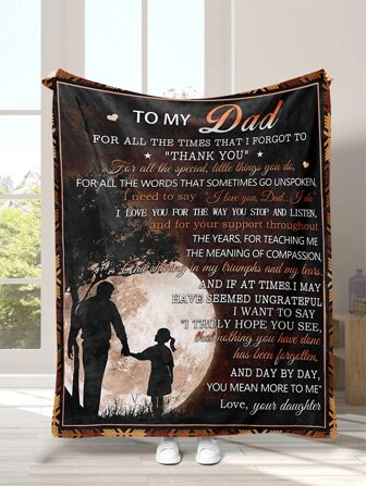 Couverture Lettre Imprimé Flanelle Douce Canapé , A Cadeau Pour Papa