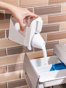 1pc Detergent Powder Storage Box For Laundry Supplies, Washing Liquid Container, Household Plastic Bucket - White - View 3