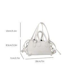 Cor Sólida Simples Forma Quadrada Bolsa Tote Com Impressão de Letra E Design De Cordão Para Mulheres