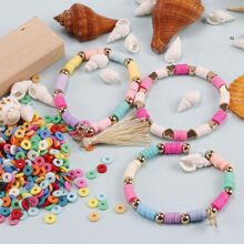 20 Strands/Set Random Colors Flat Clay Heishi Beads, 350pcs/Strands Craft Kit For Girls For DIY Jewelry Making Bracelets Necklace Earring Making