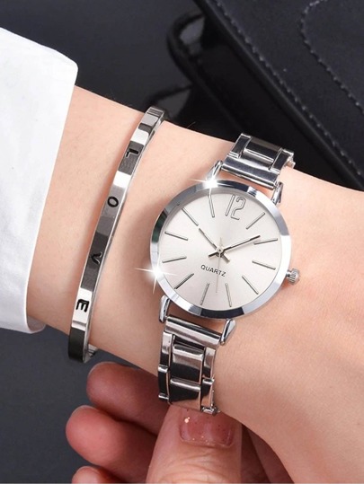 1 件微型可爱罗马数字细节石英表和 1 件手链作为返校学生的礼物