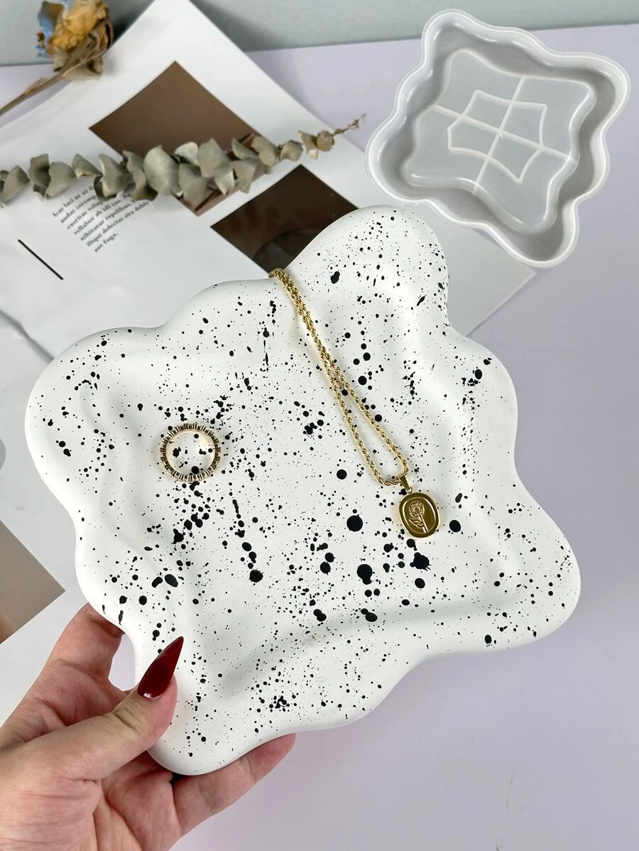 1 pièce Rectangulaire Vague Plateau Moule En Silicone Pour DIY Sous-bock , Décoration , Stockage , Plâtre , En Résine - Blanc - Voir 1