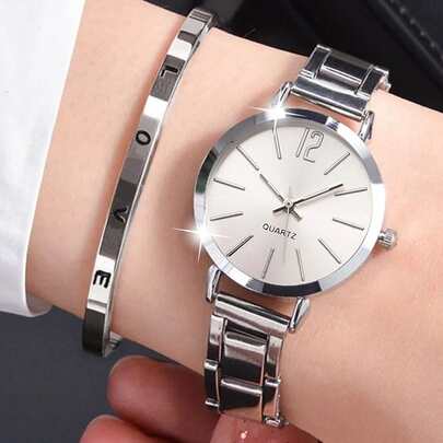 1 件微型可爱罗马数字细节石英表和 1 件手链作为返校学生的礼物