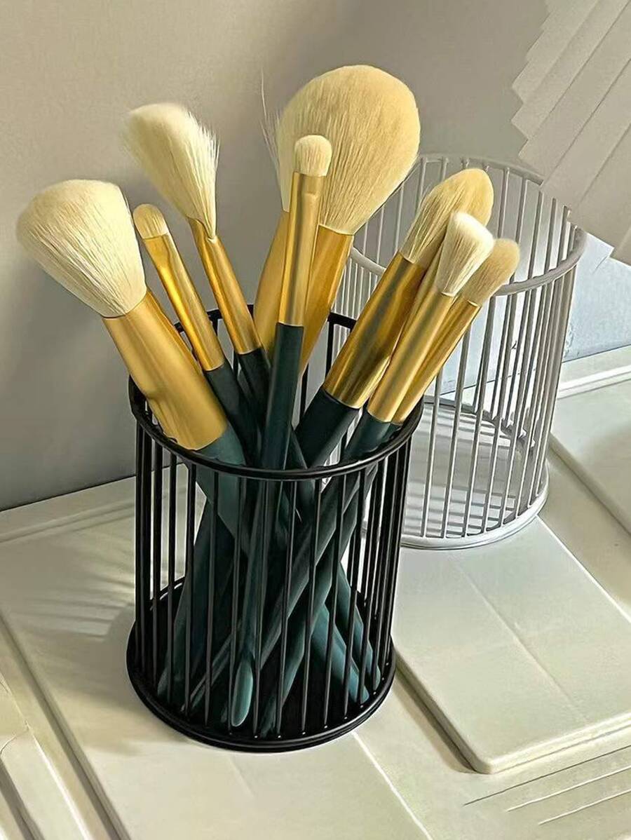 桌子收納垃圾桶,多功能筆筒辦公桌子化妝刷收納盒 - 黑色 - 查看 1