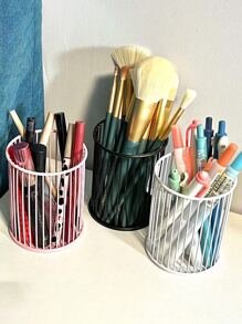 桌子收納垃圾桶,多功能筆筒辦公桌子化妝刷收納盒 - 黑色 - 查看 2