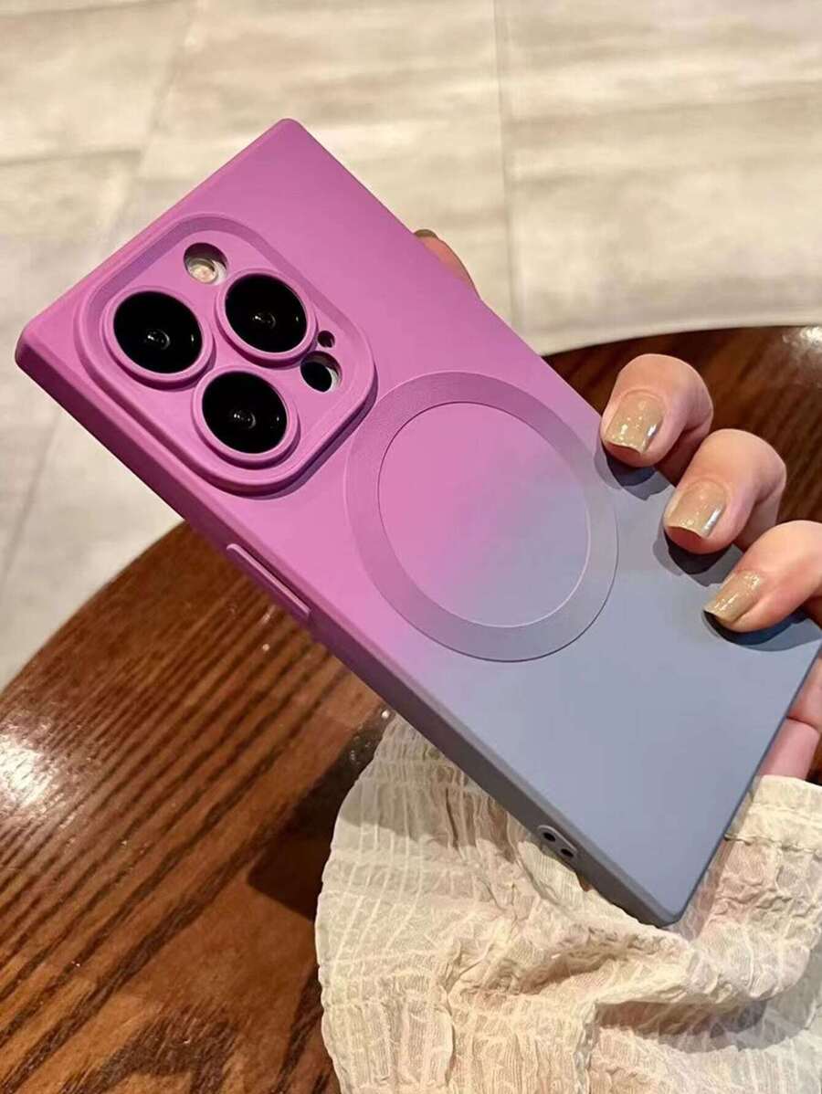 High-Quality Liquid Spray Oil Gradient Magnetic Anti-Fall Four-Corner With High-Quality Glass Lens Film New Phone Case Protective Cover For IPhone 16 Series, IPhone 17, IPhone 17 Pro, IPhone 17 Pro Max - Dusty Purple - View 1