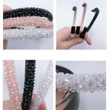 优雅的 1 件女士串珠和水钻装饰粉色水晶头带，时尚甜美发饰，适合日常生活发饰情人节情人、发带、发箍头带、头饰