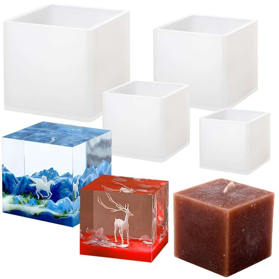 Cube Resin Silicone Mold Four Size Cubic Silicon Casting Mold For DIY Art Resin Candle Soap Making